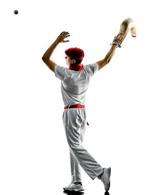 Jai alai Basque pelota Cesta Punta oyuncu izole adam silhouet