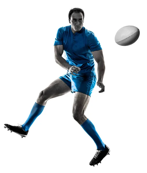 Silhueta jogador homem rugby isolado — Fotografia de Stock