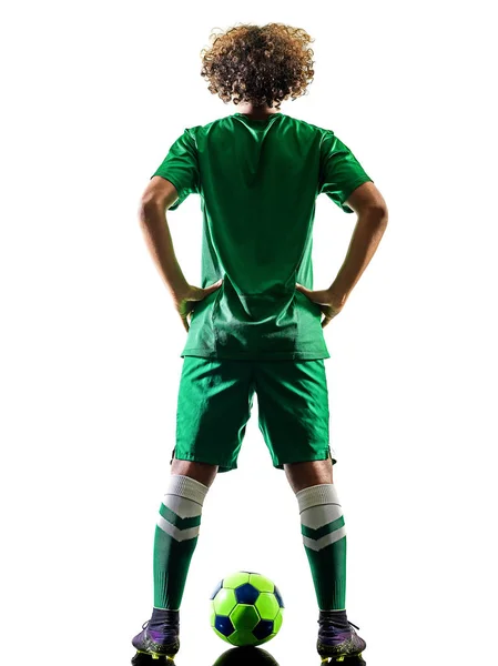 Jonge tiener voetbal speler man silhouet geïsoleerd — Stockfoto