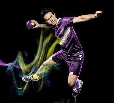 handball player young man isolated speed light painting clipart