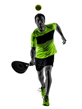 Raket tenis oyuncu izole adam beyaz arka plan