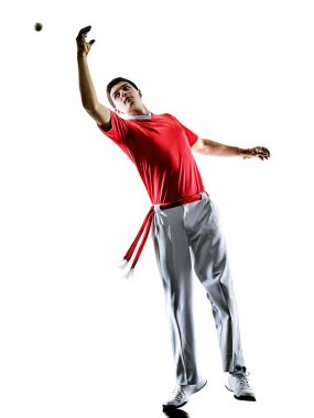 Jai alai Basque pelota Cesta Punta oyuncu izole adam silhouet
