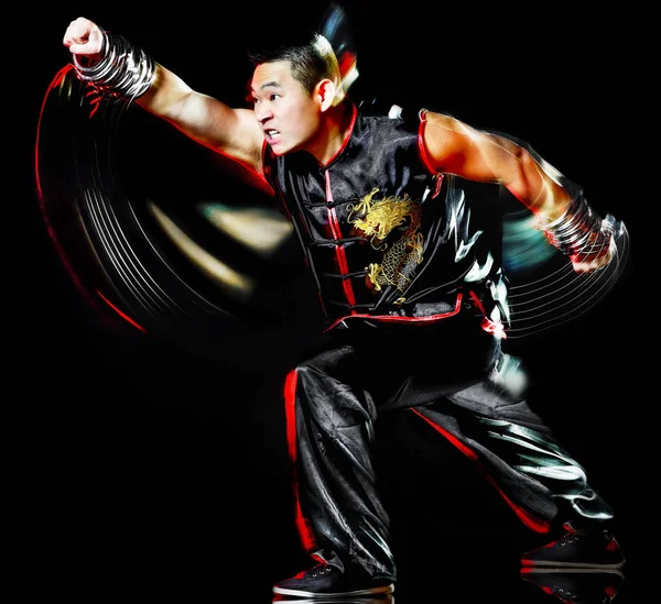Whushu китайський боксу кунг-фу людина винищувач ізольовані Хунг гр — стокове фото