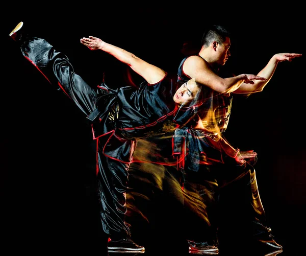 Whushu chinesisches Boxen Kung Fu hung gar fighter isolierter Mann — Stockfoto