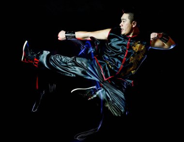 whushu Çin boks kung fu Hung Gar izole savaşçı adam