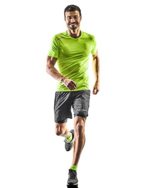 izole siluet beyaz geri jogging jogging yapan çalışan adam runner