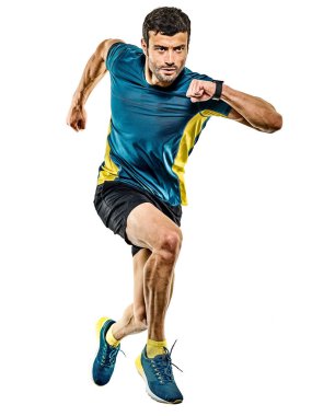 Yetişkin adam koşucu koşucusu izole edilmiş beyaz arkaplan