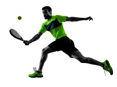 Raket tenis oyuncu izole adam beyaz arka plan