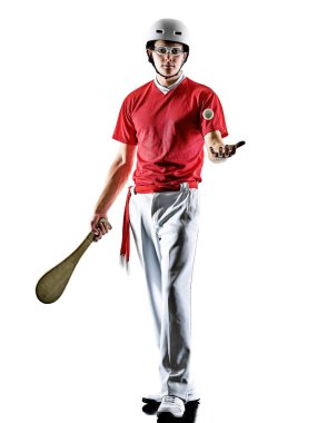 Jai alai Basque pelota Cesta Punta Pala oyuncu izole erkek si