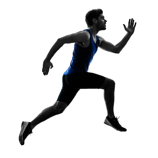 Runner sprinter running sprinting athletics man silhouette isola — Stock Photo, Image