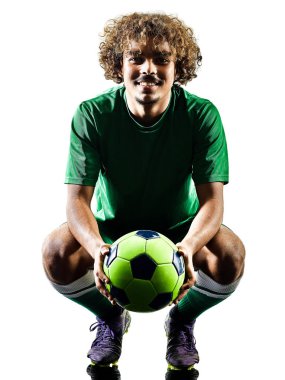 genç genç futbol oyuncu adam siluet izole