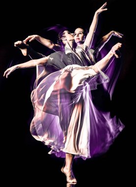 odern Bale dansçısı dans kadın siyah bacground izole