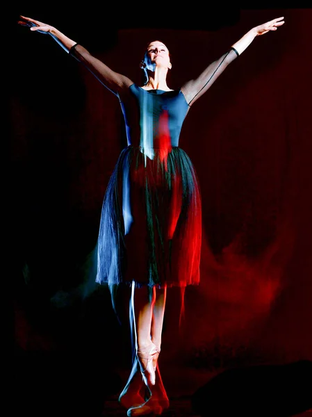 Ballerina classical ballet dancer dancing woman isolated black bacground — Stock Photo, Image