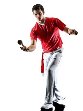 Jai alai Basque pelota Cesta Punta oyuncu izole adam silhouet