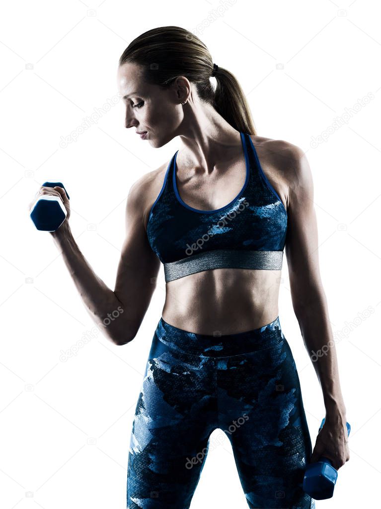 woman fitness weights excercises silhouette 