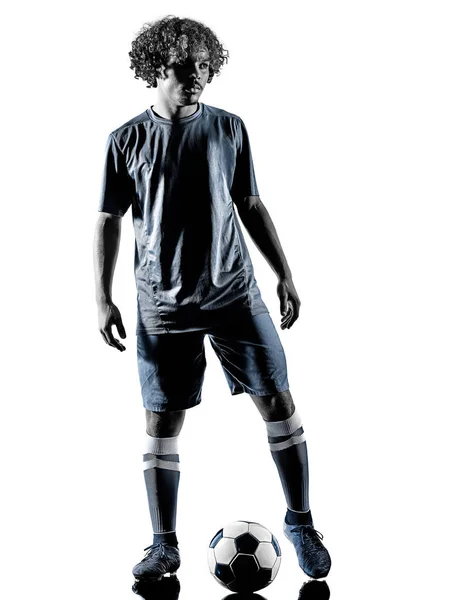 Jeune adolescent footballeur homme silhouette isolé — Photo