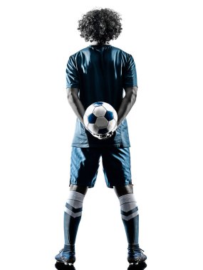 genç genç futbol oyuncu adam siluet izole