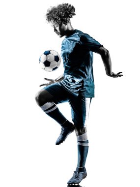 genç genç futbol oyuncu adam siluet izole