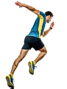Yetişkin adam koşucu koşucusu izole edilmiş beyaz arkaplan