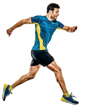 Yetişkin adam koşucu koşucusu izole edilmiş beyaz arkaplan