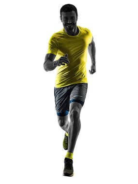 izole siluet beyaz geri jogging jogging yapan çalışan adam runner