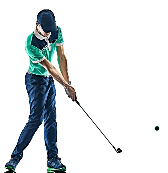 Adam Golf golfçü izole beyaz arka plan — Stok fotoğraf