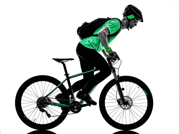 Tenager αγόρι mountain bike bking απομονωμένη σκιές — Φωτογραφία Αρχείου