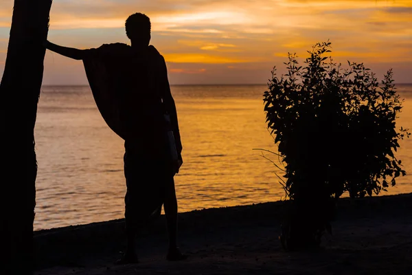 Masai sunset sea Kizimkazi Unguja Zanzibar Island Tanzânia África Oriental — Fotografia de Stock