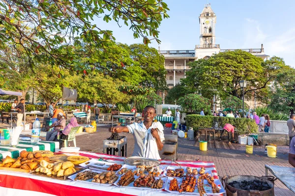 Street Food Forodhani Park Stone Town Unguja Zanzibar Island Tanzania — Stockfoto