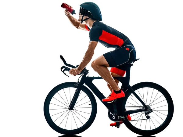 Triathlet Triathlon Radrennfahrer Silhouette isoliert weiß b — Stockfoto