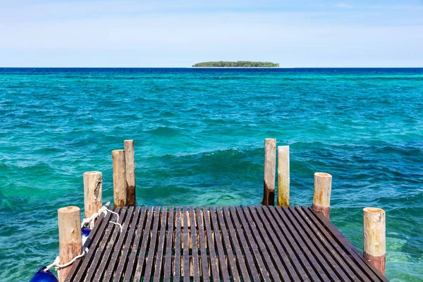 Deck indian ocean seascape Unguja Zanzibar Island Tanzania East Africa — Stock Photo, Image