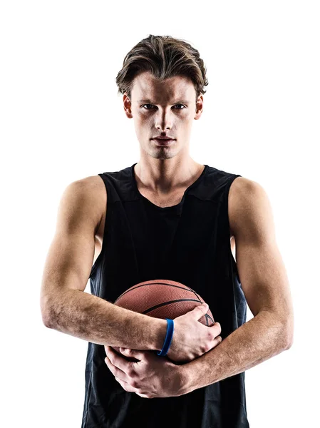 Giocatore di basket uomo isolato ombra silhouette — Foto Stock