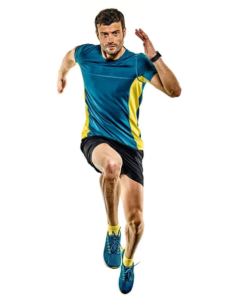 Maduro hombre corriendo corredor jogging jogger aislado blanco fondo Imagen de stock