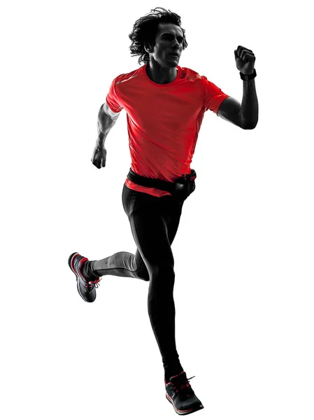 Man runner running jogger jogging isolated silhouette white bac — Stock Photo, Image