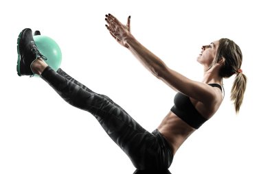 kadın pilates fitness yumuşak topu egzersizleri izole siluet