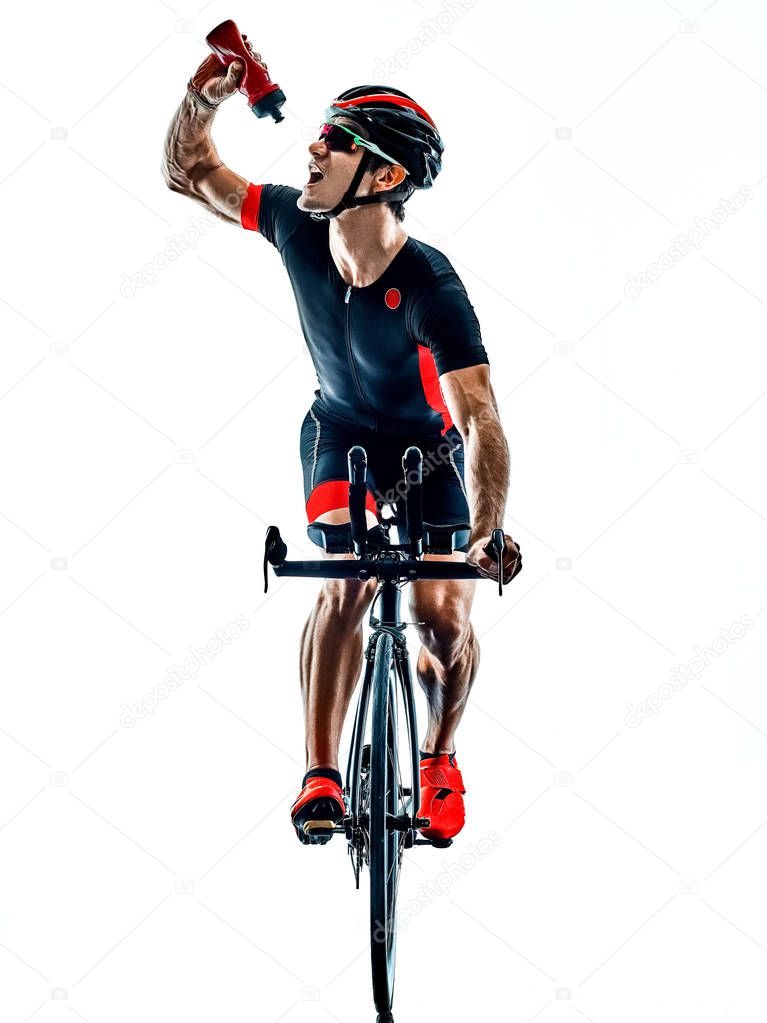 triathlete triathlon Cyclist cycling silhouette isolated white b