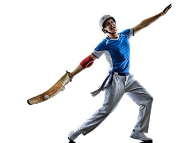 Jai alai Basque pelota Cesta Punta oyuncu izole adam silhouet