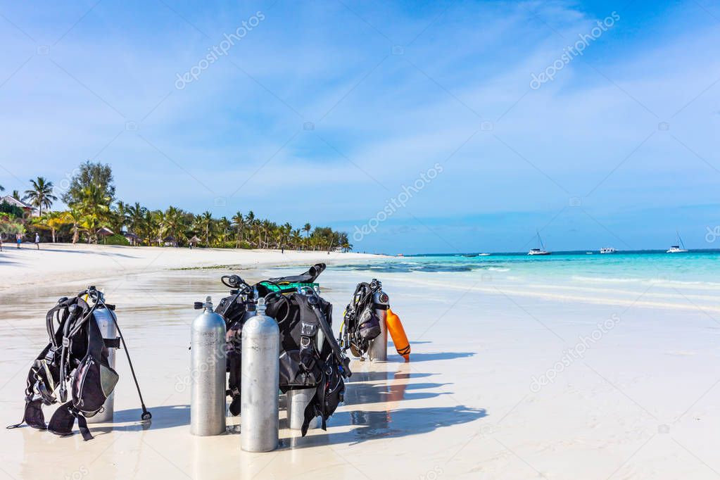 Scuba Diving gear equipment Kendwa beach Unguja Zanzibar Tanzania Africa