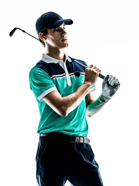 Homem Golf golfista golfe isolado fundo branco — Fotografia de Stock