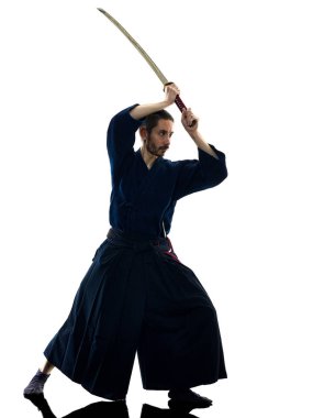 adam laido beyaz arka plan gölge izole siyah siluet