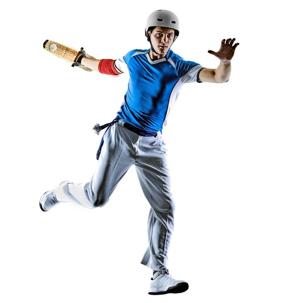 Jai Alai Baskische Pelota Cesta Punta speler man geïsoleerd silhouet — Stockfoto