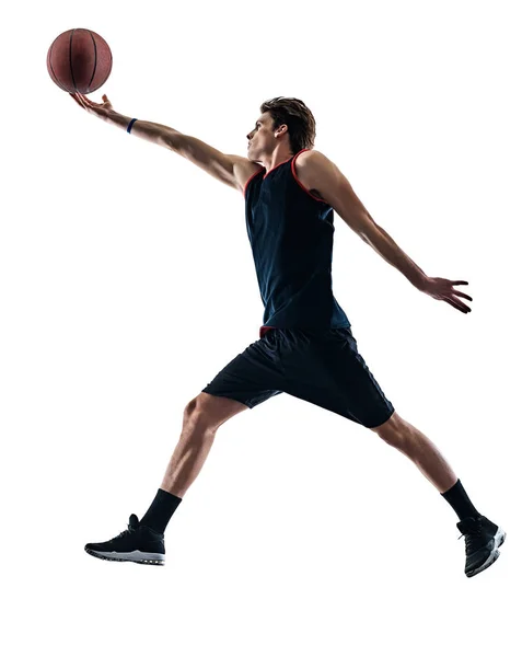 Giocatore di basket uomo isolato ombra silhouette — Foto Stock