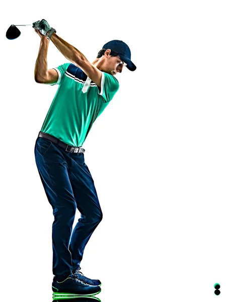 Uomo Golf golfista golf isolato sfondo bianco — Foto Stock