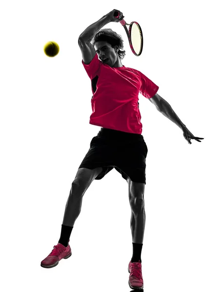 Jugador de tenis hombre silueta aislado fondo blanco —  Fotos de Stock