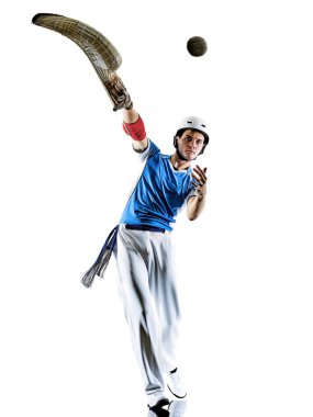 Jai alai Bask pelota Cesta Punta oyuncu adam izole siluet
