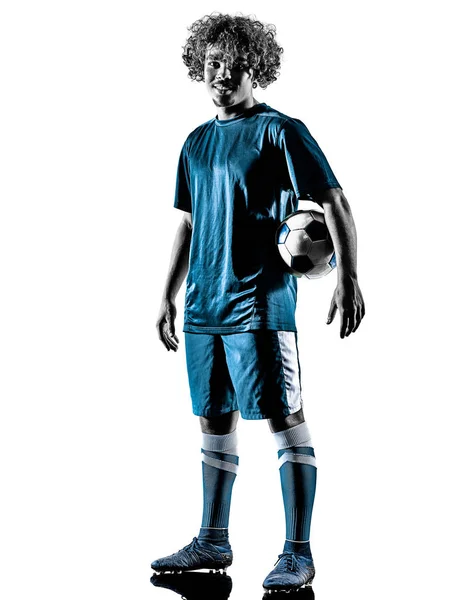 Joven adolescente fútbol jugador hombre silueta aislado — Foto de Stock