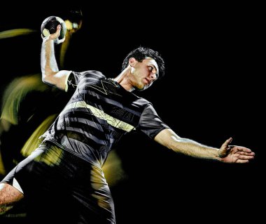 hentbol oyuncu genç adam izole hız ışık boyama