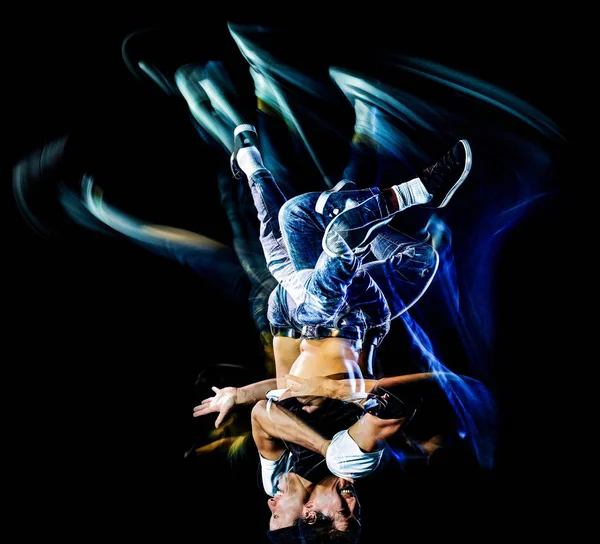 Νεαρός άνδρας χιπ χοπ χορεύτρια διάλειμμα χορό breakdancer breakdancing απομονωμένες — Φωτογραφία Αρχείου