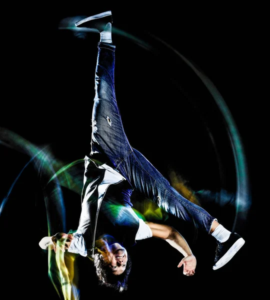 Pemuda hip hop break dancer menari breakdancer terisolasi — Stok Foto