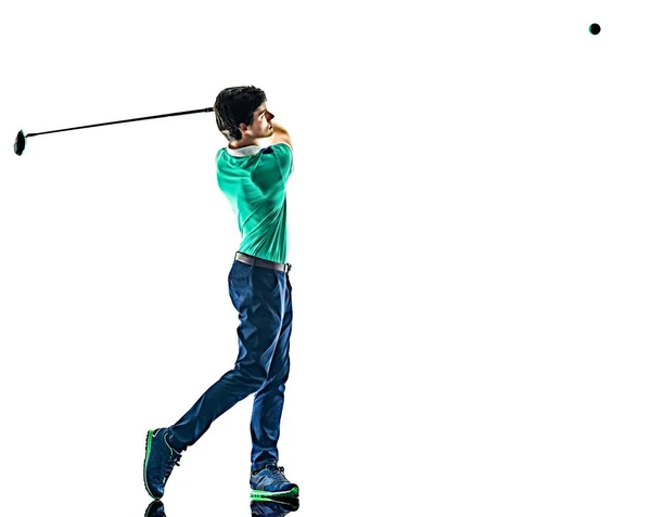 Adam Golf golfçü izole beyaz arka plan — Stok fotoğraf